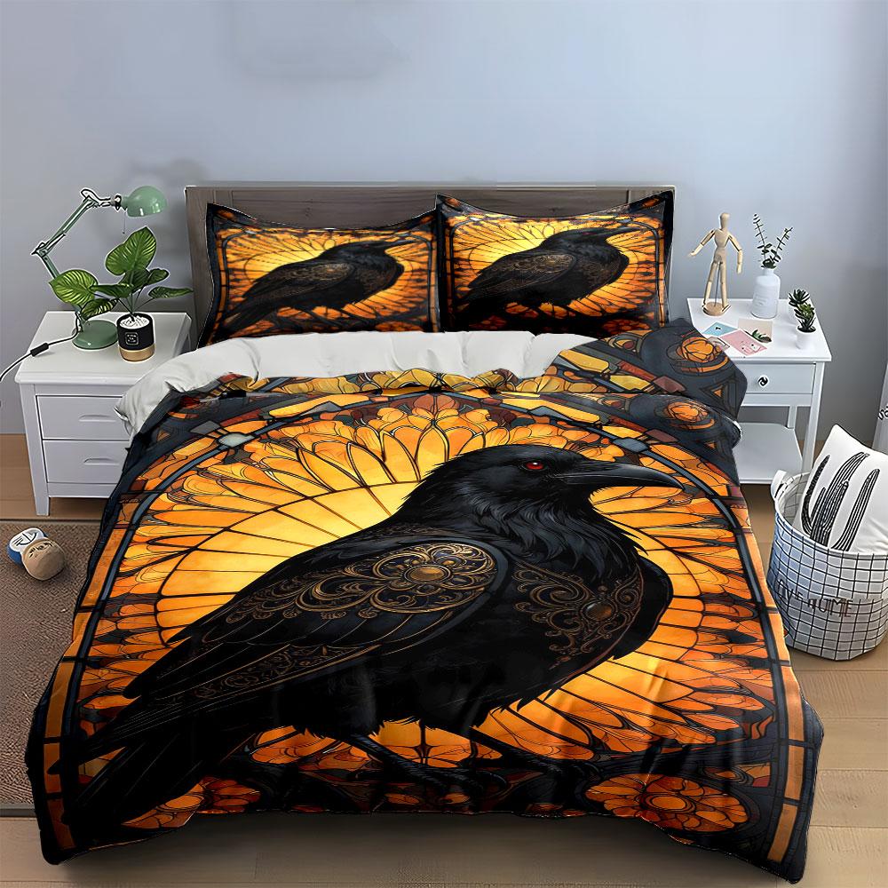 Intricate raven with sunburst. Bedding sets Duvet cover sets Duvet covers Pillowcases(1* Duvet Cover 2* Pillowcases without duvet insert)