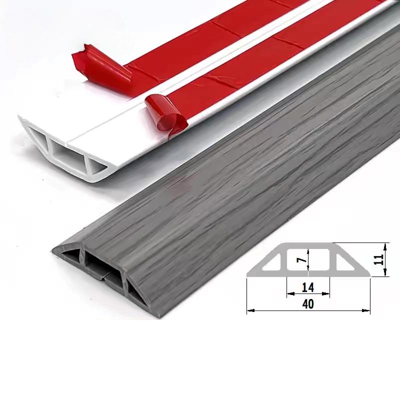 1Pc 1M/39.37in Pvc Floor Wire Cover Self-adhesive Power Cable Protector Electric Wire Duct Slot Cable Sleeves Hider Covers