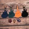 1Pc Leather Guitar Pick Bag Pick Holder Case Guitar Shape With Key Ring Guitar Accessories Instrument Accessories