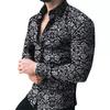 3D Small Floral Printed Business Shirt, Office Casual Date Long-sleeved Shirt