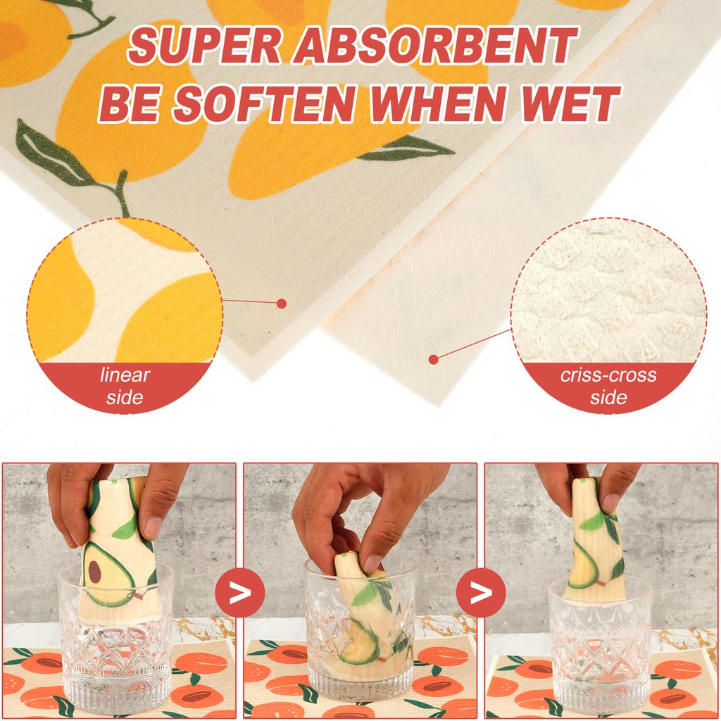 8/2Pcs Kitchen Dish Towels Absorbent Swedish Dishcloths Kitchen Dish Rags Reusable Kitchen Dishcloths Washable Dish Towels
