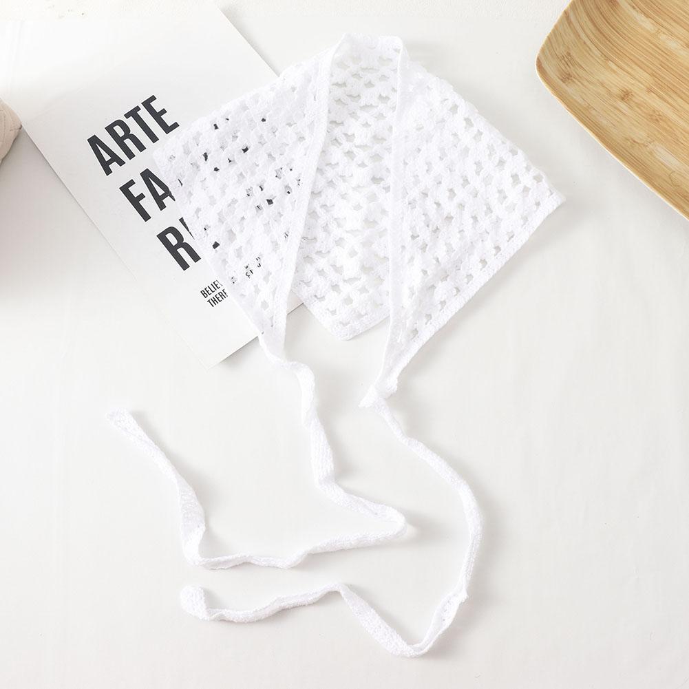 New Korean Style KFashion Hollow Out Knitted Triangular Bandanas For Women Head Wrap Kerchief Handmade Crochet Headscarf Triangle Scarf