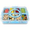 8 Grids Snack Container with Leak-Proof Lid & Handle - Portable Square Party Tray for Travel, Office, School, BBQs - Outdoor-Safe Snack Tray