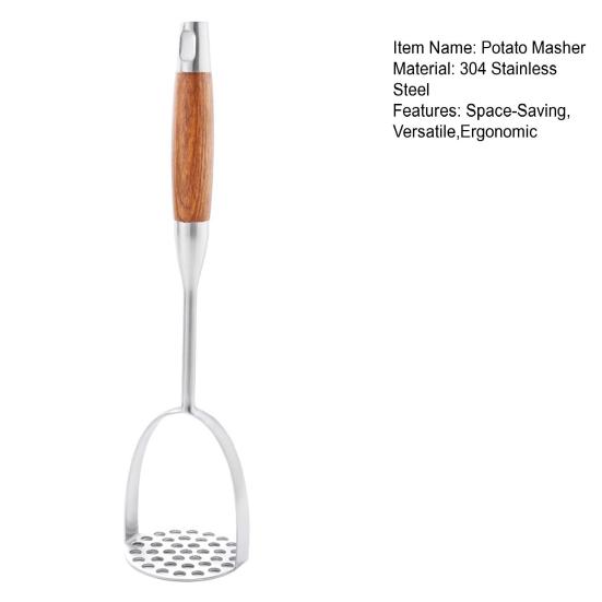 Stainless Steel Potato Masher Kitchen Avocado Tomato Fruit Vegetable Smasher Heavy Duty Fruit Puree Utensil for Cooking