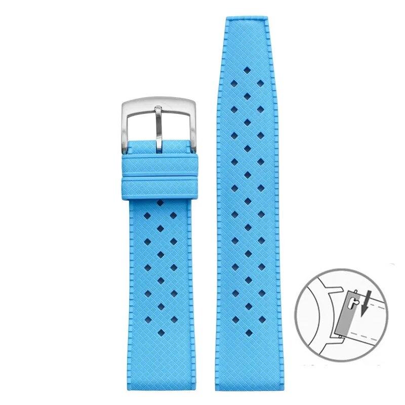 Fluorkautschukarmband, 20 mm, 22 mm, Schnellverschluss, sportlich, wasserdicht, atmungsaktiv, Löcher, FKM-Fluorkautschuk-Ersatzarmband für Männer und Frauen