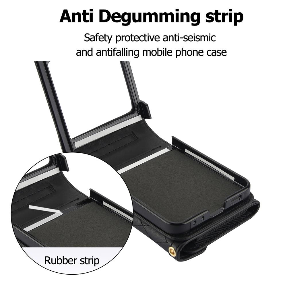 Blocking Card Holder Leather Cover for Samsung Galaxy Z Flip 6 5 4 3 Flip6 Flip5 Flip4 Flip3 5G Crossbody Wallet Phone Case