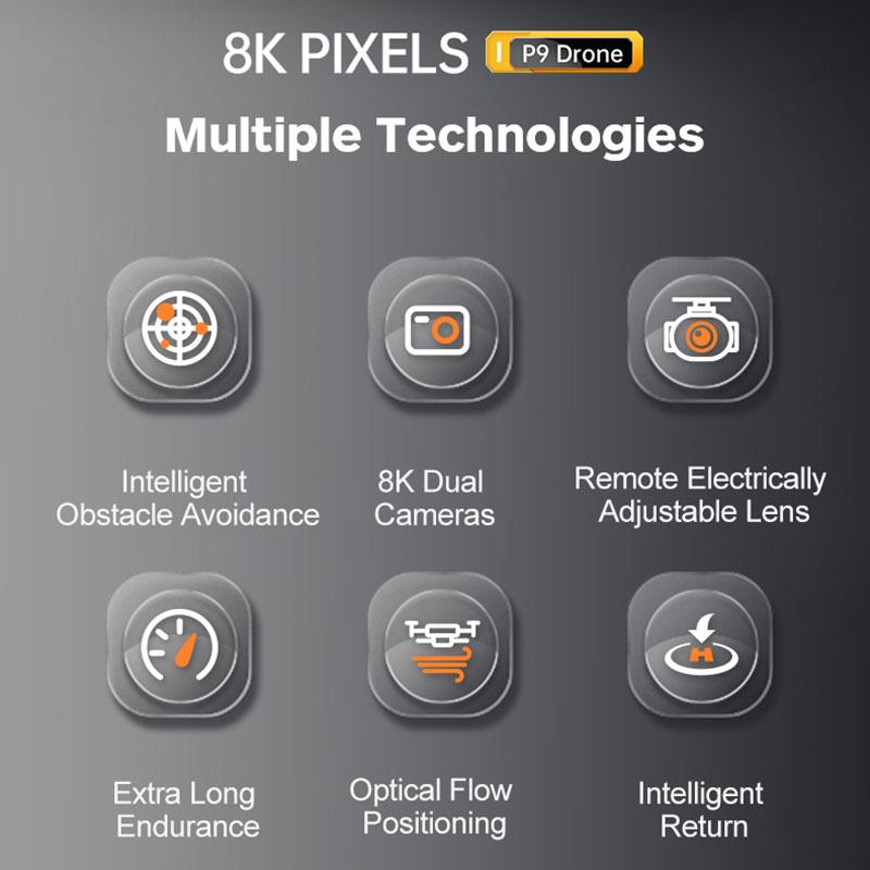 Neue P9 UAV HD Dual Kamera Professionelle Vierseitige Hindernisvermeidung Luftaufnahmen Optischer Fluss Elektronisch gesteuerter Quadcopter