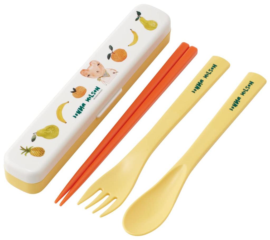Skater Silent Trio Set (Chopsticks, Spoon, Fork) by Donna Wilson, Made in Japan TAC1AG-A