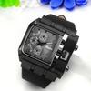Men's Square Watch, Stylish Sports Watch with Leather Strap, Waterproof, Casual, Business, Black, Gift for Boyfriend, Fashion Accessory