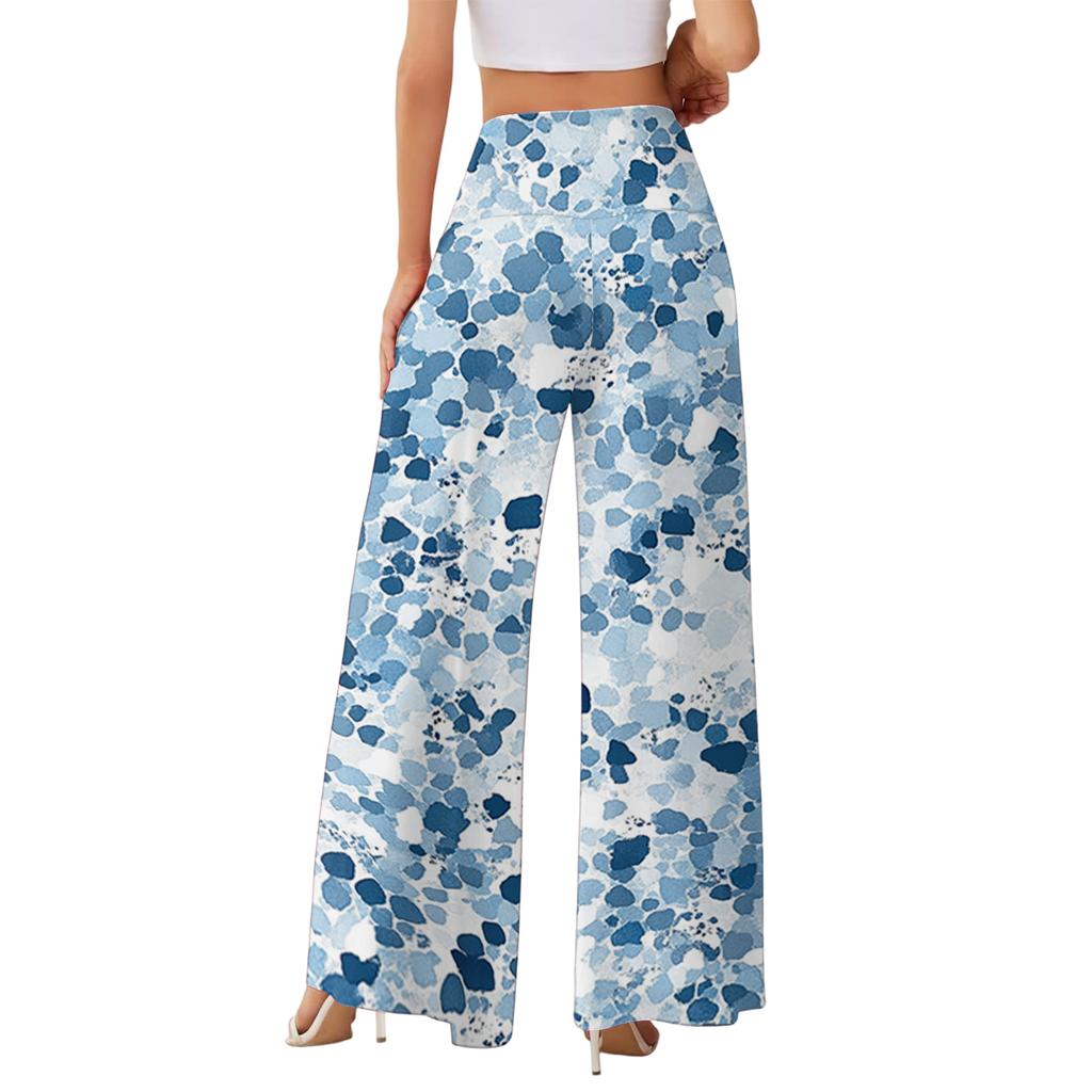 Women's High Waist Wide Leg Flowy Pants with Pockets for Casual Everyday Wear