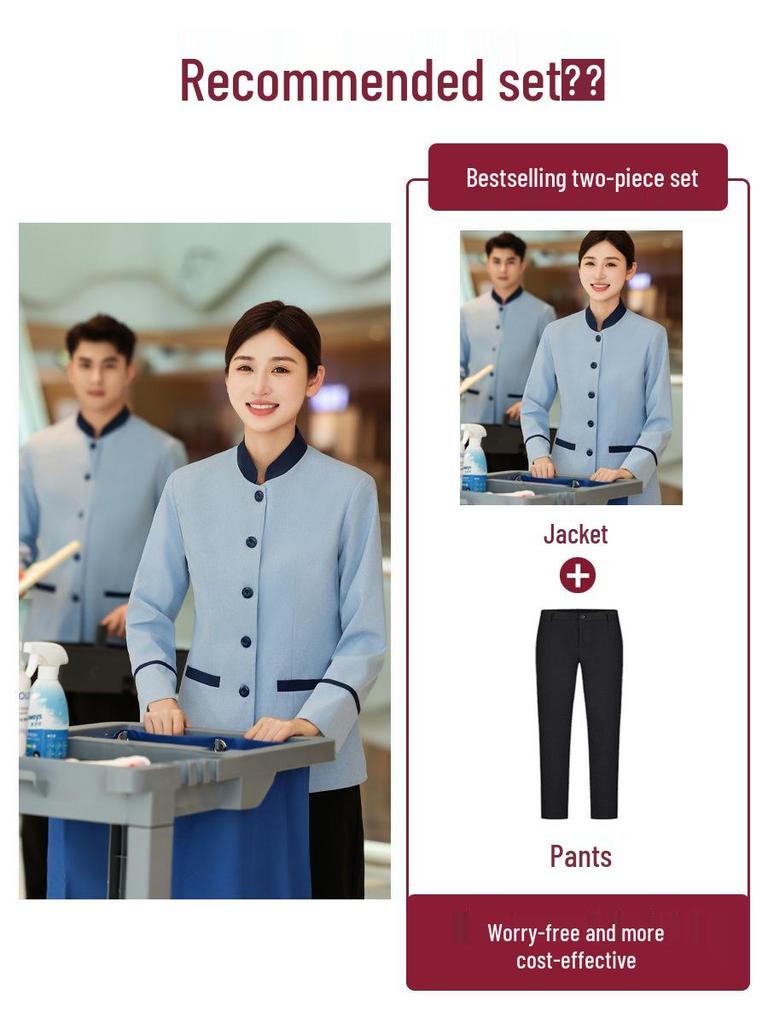Women's Long Sleeve Hotel Cleaner Uniform Set for Autumn/Winter