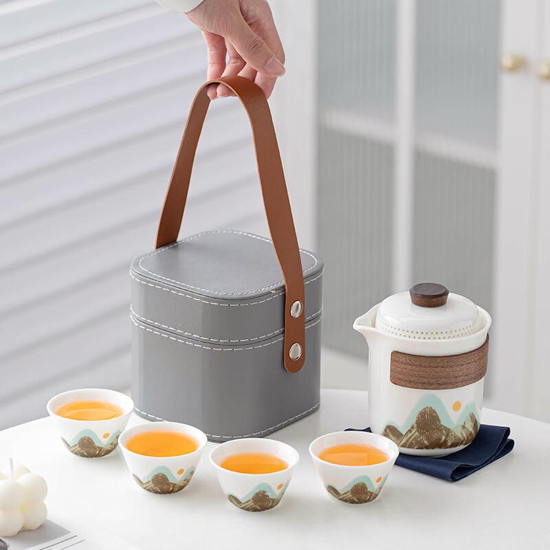 Chinese Ink Wash Ceramic Travel Tea Set