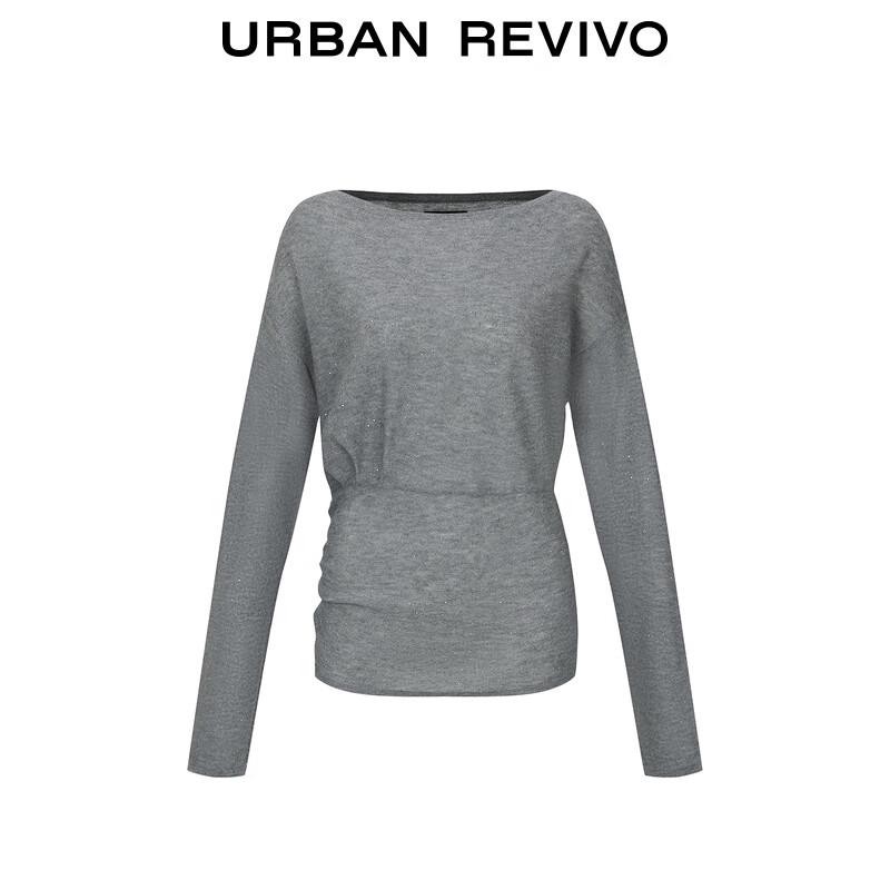UR Women's Sequin Off-Shoulder Pleated Knit Sweater