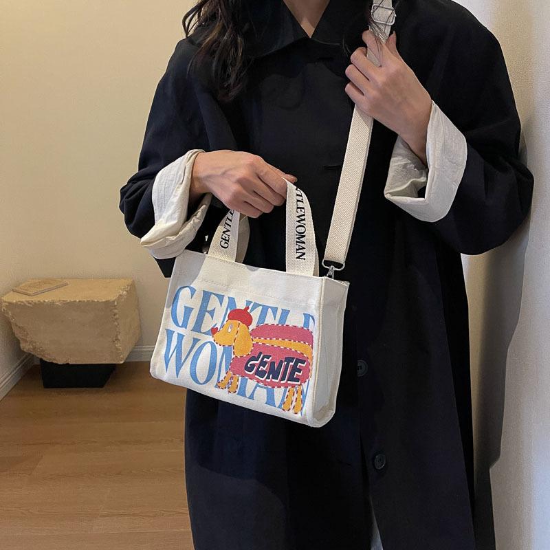 Mode Buchstaben Canvas kleine Tasche Damen neue lässige Umhängetasche Handy-Tasche Ausgehen Tragetasche Mode
