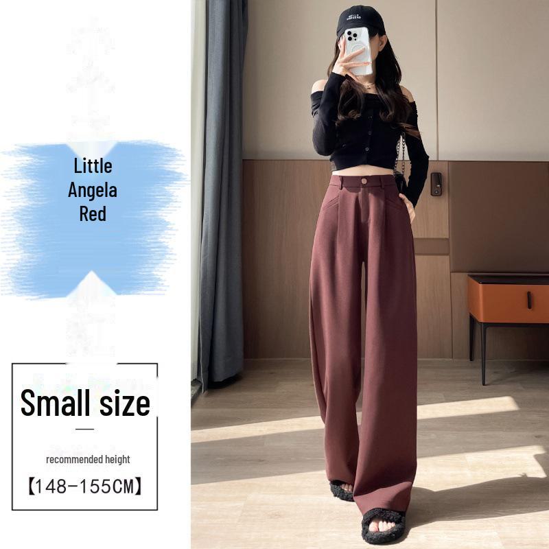 

Осенние повседневные брюки 2024 года из ангоры красного цвета с высокой талией для женщин XL