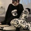 Thickened Warm Flannel Large Size Women Pajamas Set Long-Sleeved Autumn and Winter Warm Cartoon Bear Coral Velvet Sleepwear