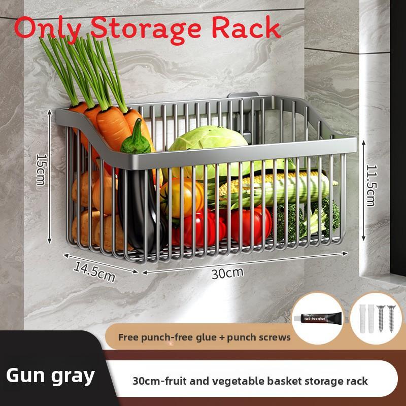 Kitchen Wall Mount Spice Storage Rack With Carbon Steel Material For Fresh Vegetables