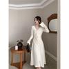 Fashion temperament Sexy Spice Girl V-neck long-sleeved dress Women's spring slim fit with a word long skirt