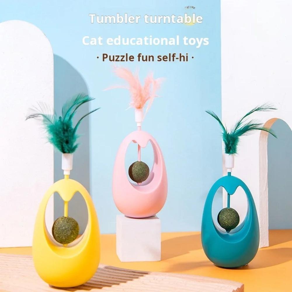 Catnip Ball Tumbler Feather Teases Toy For Indoor Cats Interactive Catmint Chew Toys Teeth Cleaning Cat Toys
