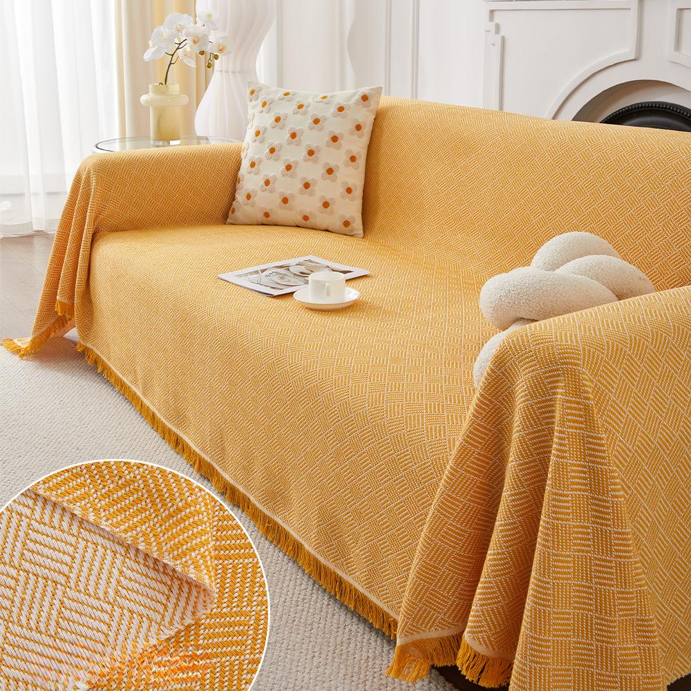 Sofa Towel Cover Cloth Ins Style Double-Sided Available Cotton Yarn Chenille Simple One-Piece Sofa Cushion Cover Towel All Wrapped Cover Cover