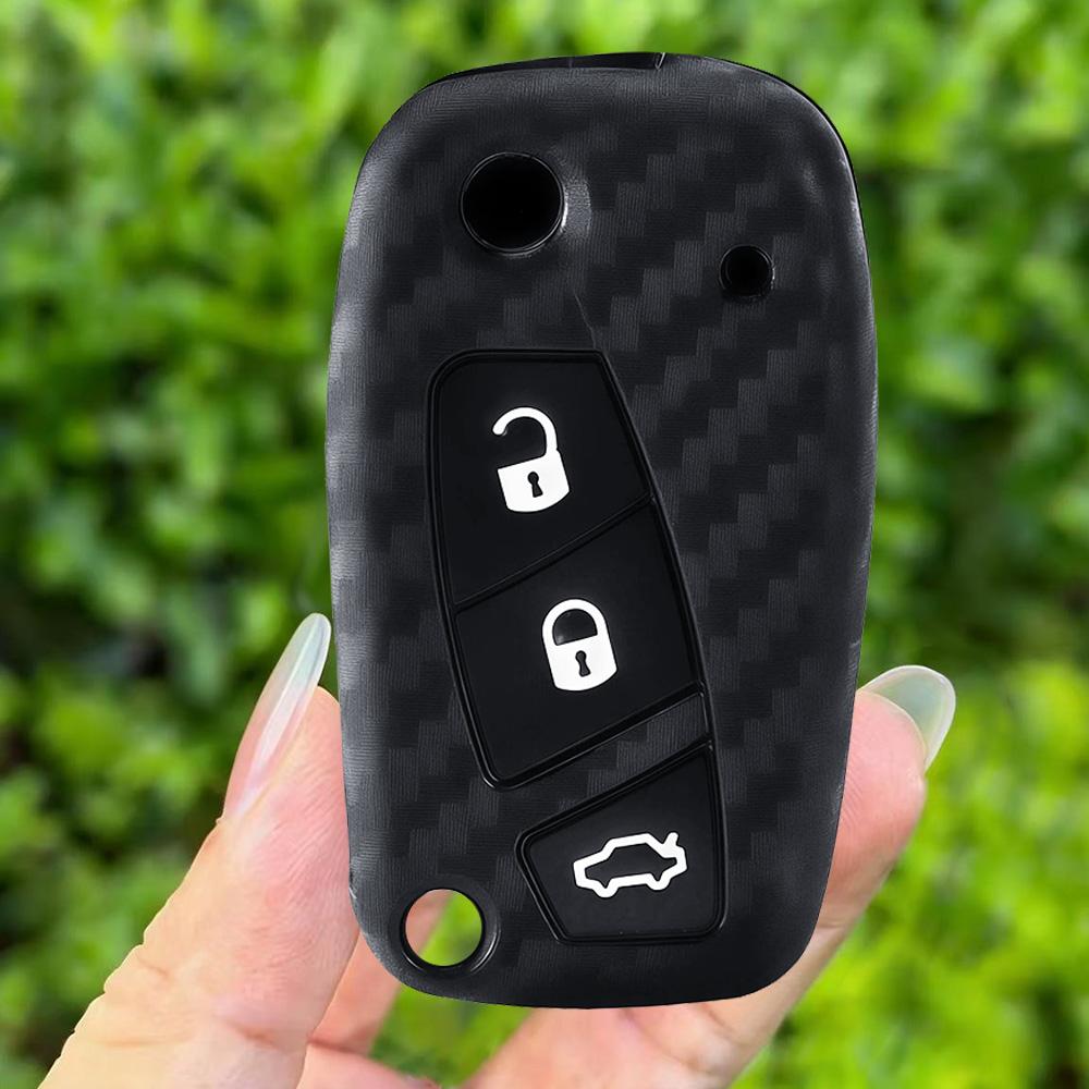 Kryt klíče od auta z uhlíkových vláken a silikonu Pro Fiat Panda Grande Punto Stilo Streetka Urban Doblo Bravo Dot Ducato 500 Příslušenství