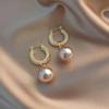 Large Retro 925 Pearl Earrings with Niche Ear Buckles for Women