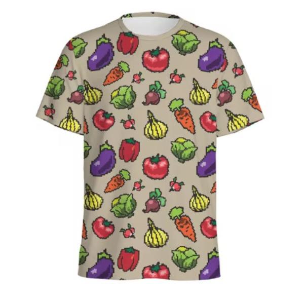 Summer 3D Vegetable Printed Casual Comfortable Fashionable Plus Size T-shirt- Soft Medium Elastic Polyester Fiber Fabric Summer Loose Casual Wear