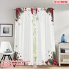 Set Of 2 Flat Printing Christmas Party Curtains Holly Bow Ornaments Digital Printed Polyester Drapes Festive Holiday Made