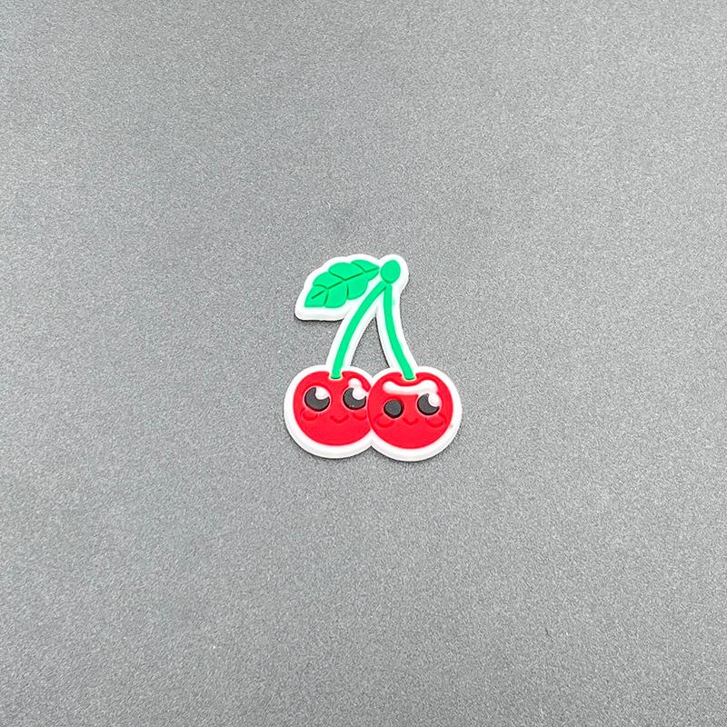 Cherry Hole Cartoon Shoe Buckles: Soft Rubber Red Fruit Series for Kids' DIY Garden Shoes