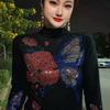 Elegant Fleece Butterfly Turtleneck with Rhinestones - Warm and Versatile for Autumn/Winter Moms