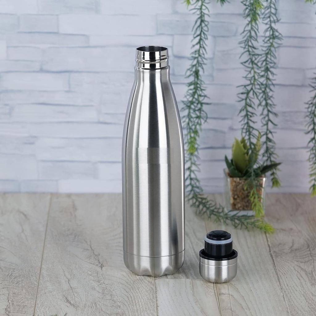 Stainless Steel Double Walled Vacuum Flask/Water Bottle, 24 Hours Hot and Cold, 500 Ml, Silver - 1Pc