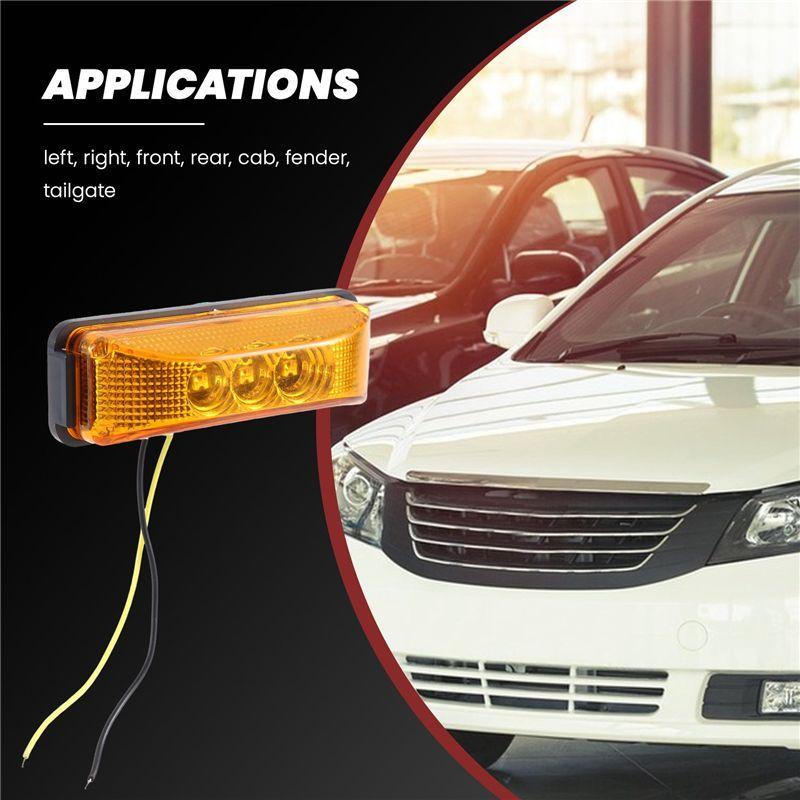 Durable-3 Led 3.9Inch Car Truck Side Marker Light Tail Rear Lamps Indicator Marker 10-24V For Trailer Rv Boat Lorry