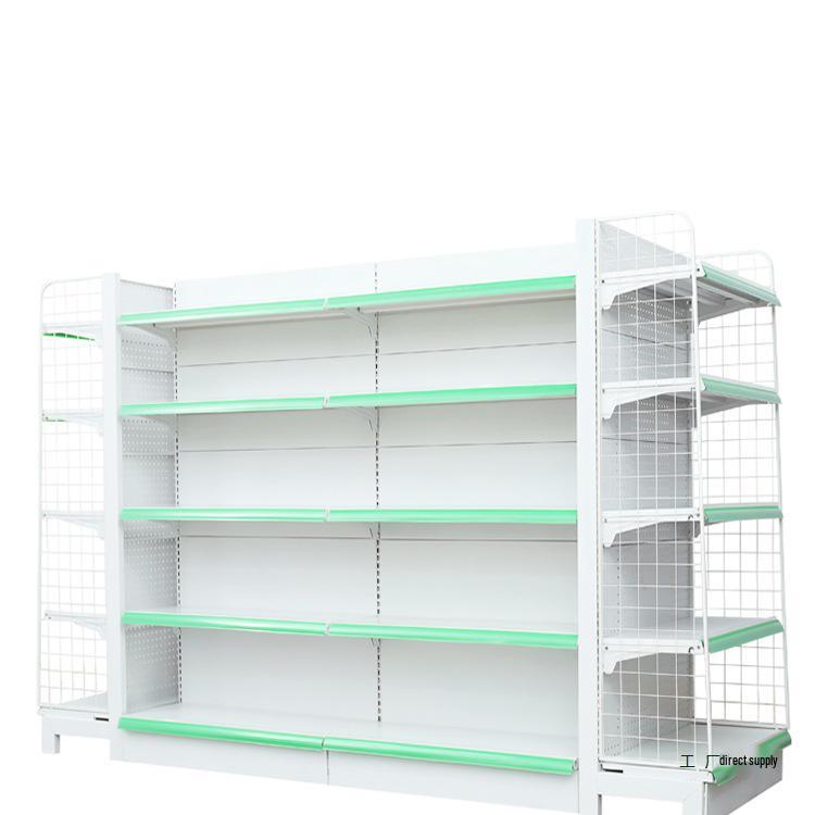 Adjustable Supermarket Display Rack for Snacks and Food, Single/Double-Sided, Ideal for Convenience Stores and Mother & Baby Products.