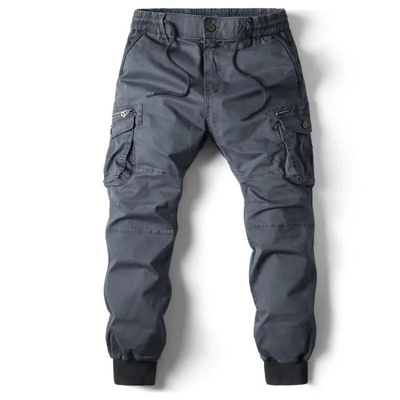 Men's European & American Style Elastic Waist Cargo Jogger Pants - Autumn/Winter Collection
