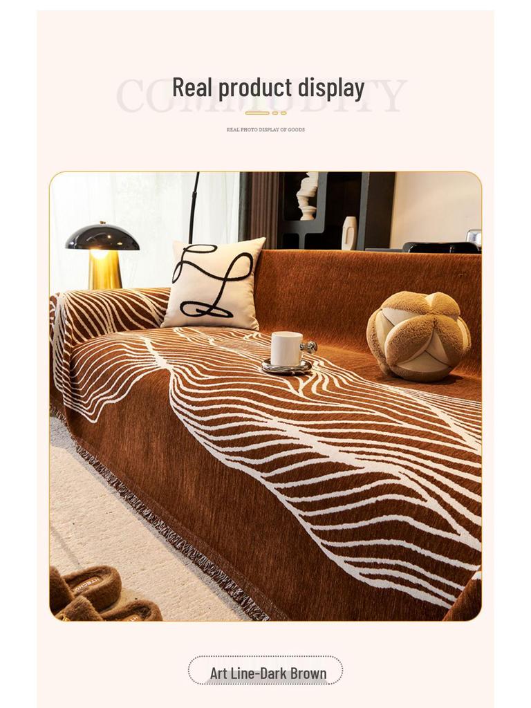 Chenille Sofabezug im Retro-Stil - Maschinenwaschbar, Rutschfest, Kratzfest, Einteiliger Überwurf.