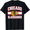 T-shirt Ufficiale con Strisce Nere Chicago Blackhawks