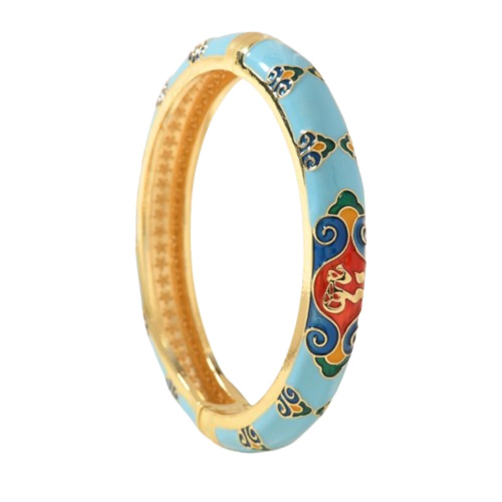 Enamel Vintage Cloisonne Bangle Traditional Women's Hand Bracelet Hollow Out Flower Bangle  Woman