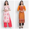 Kurti Gown, Women, Full Print, Vintage Style, High Quality Fiber, Soft and Breathable, Stylish and Classic, Printed Round Neck Dress, Muslim Simple