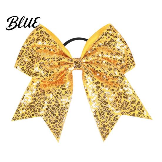 Large Glitter Bow Ties Sequins Hair Bows Elastic Tie Cheerleading Bands for Girls Band Ponytail Holder Scrunchies Women Teens Kids Colorful Sequin