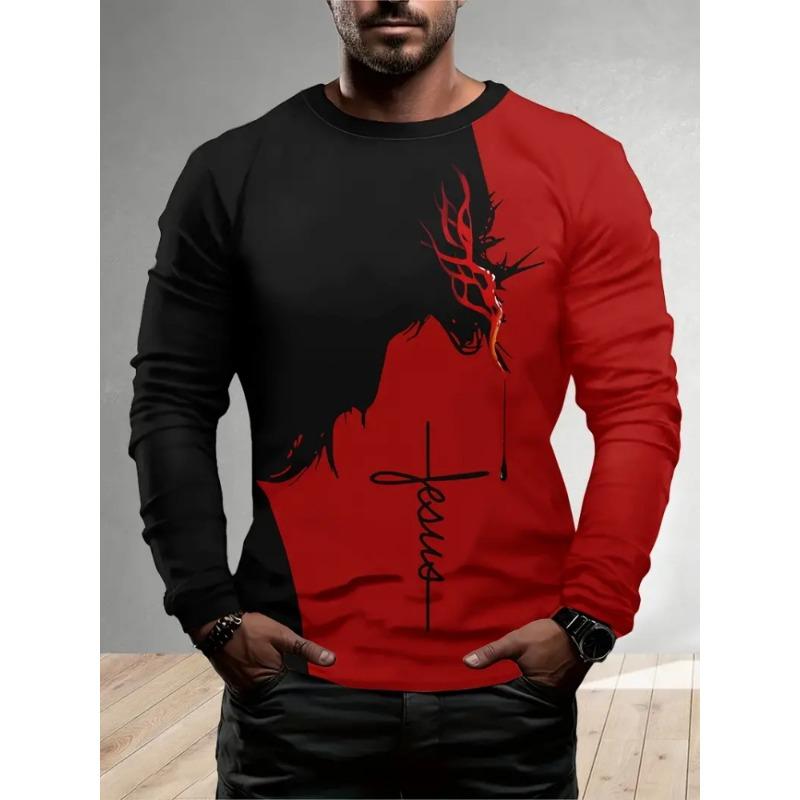 Colorful Starry Sky 3D Printed Men's Crewneck Long Sleeve Urban Street Fashion Trend Men's T-shirt Loose Casual Men's Shirt