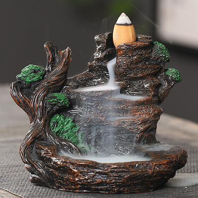 Classic Handmade Ceramic Stick Incense Burner Holder with 5 Lotus Censer Cones