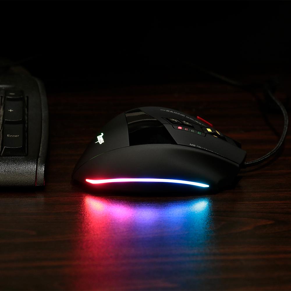 Zelotes C-13 Mouse Da Gioco Cablato 13 Tasti Di Programmazione Cintura RGB