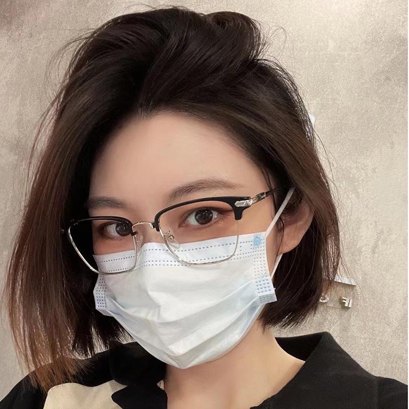 Men's Stylish Business Half-Frame TR Eyebrow Glasses with Anti-Blue Light Filter