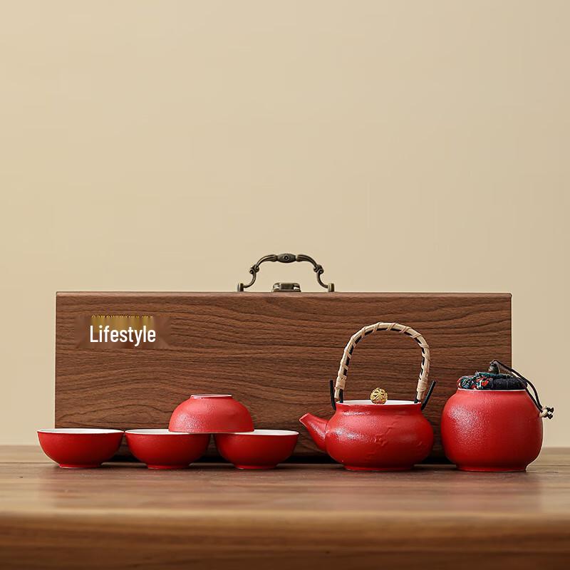 Plum Blossom Retro Tea Set Gift Box Plum Blossom Beam Pot Set