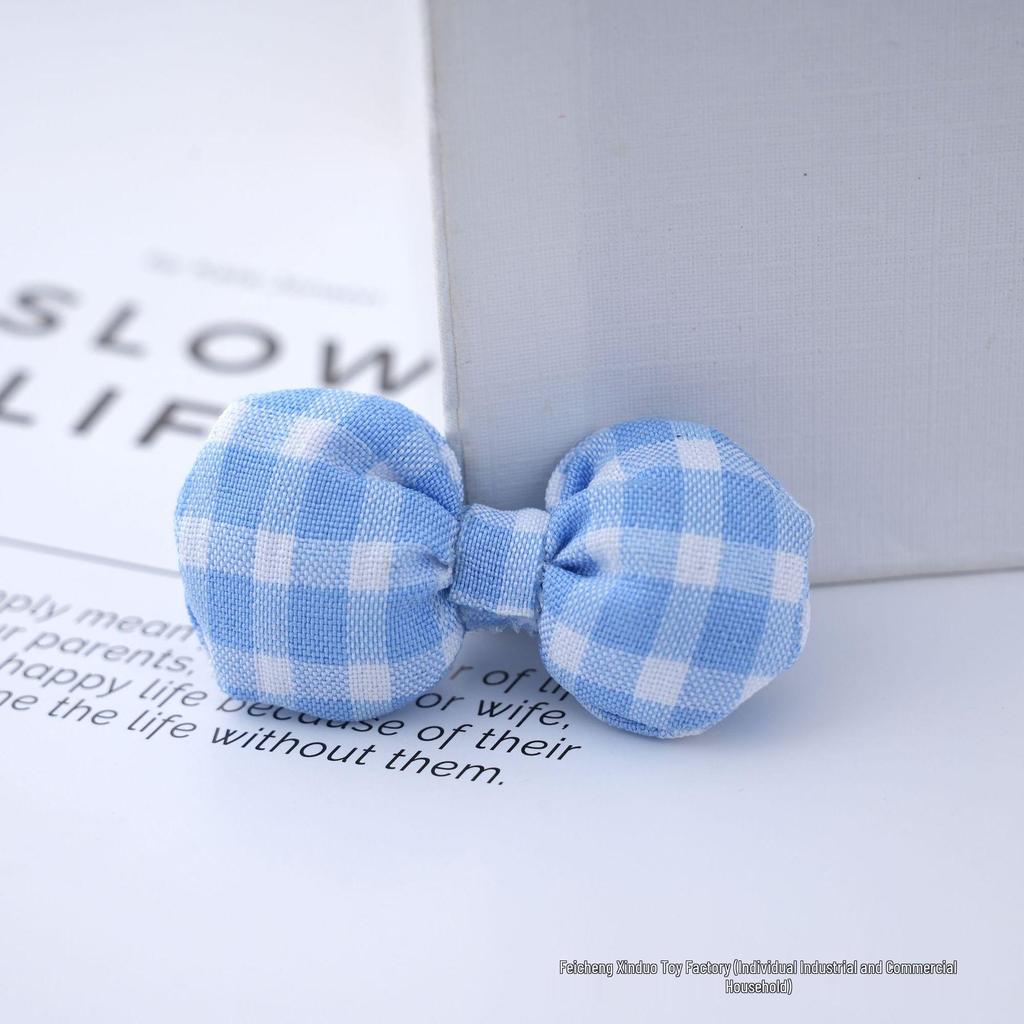 Plaid Bow Decorations: Cute Toy Doll Accessories