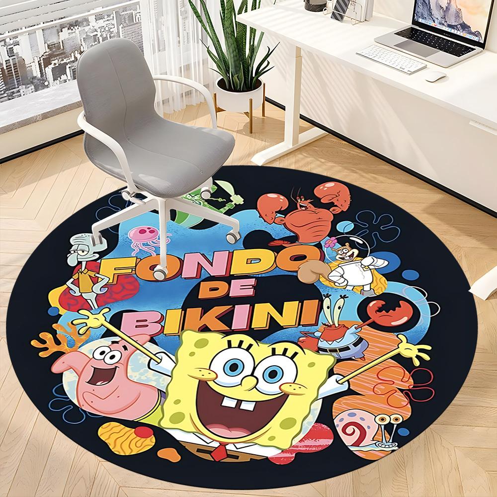 1PC SpongeBob SquarePants Office Round Rug - Perfect for Office or Study Decor, Non-Slip Backing, Decorative Floor Mat Yy250916022