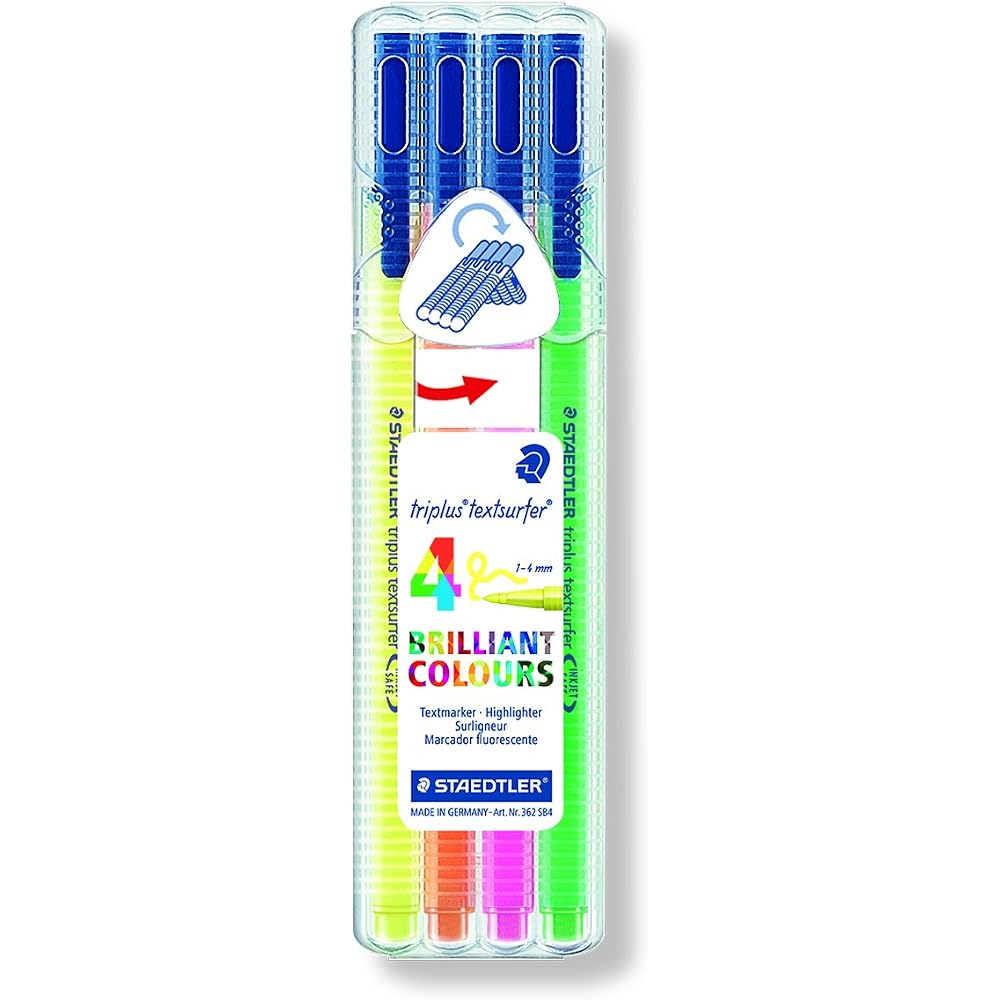 STAEDTLER (STAEDTLER) Fluorescent Marker Text Surfer Triangular Shaft 4 Colors 362 SB4