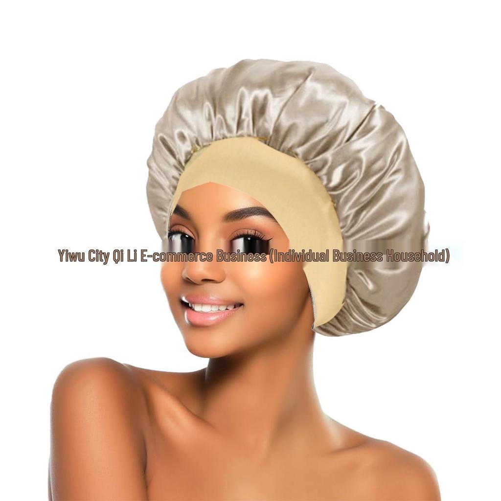 Women's Satin Wide-Brim Nightcap for Hair Care & Styling