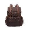 Zaino in Tela Cerata da Uomo - Zaino Impermeabile da Viaggio all'Aperto con Pelle Crazy Horse, Borsa Resistente Vintage a Doppia Tracolla 5358#