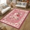 Pink Retro Rose Floral Rug Vintage Country Washable Non-Slip Soft Carpet for Bedroom Living Room Decor